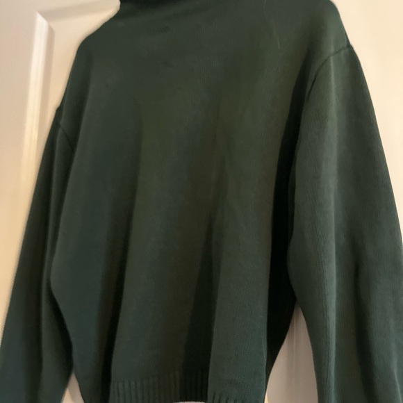 Dark Green Turtleneck Sweater with Embroidered Logo - Picture 3 of 3